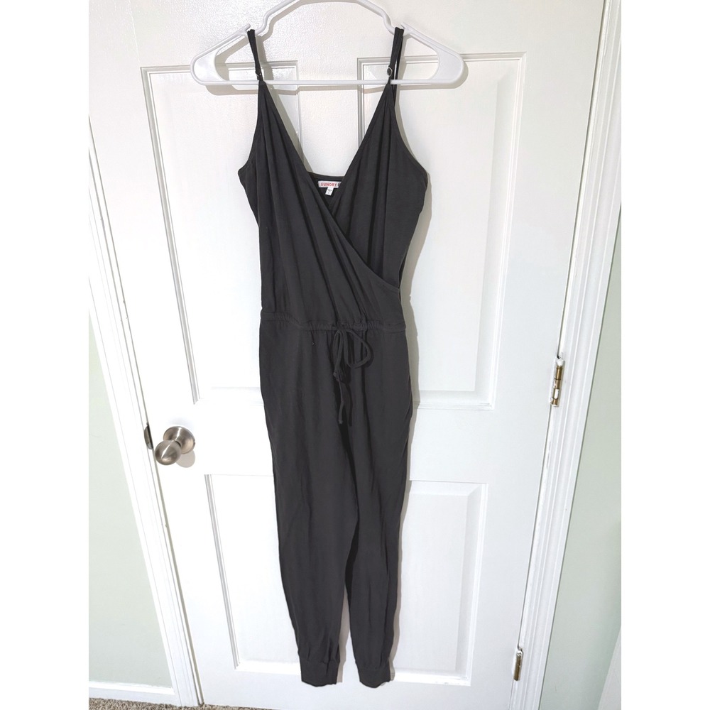 Sundry Women Charcoal‎ Grey Sleeveless Surplice Jogger Jumpsuit Size 1 Small